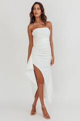 Cha Cha Strapless Thigh Split Dress White