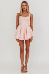 All To You Jacquard Bow Romper Pink