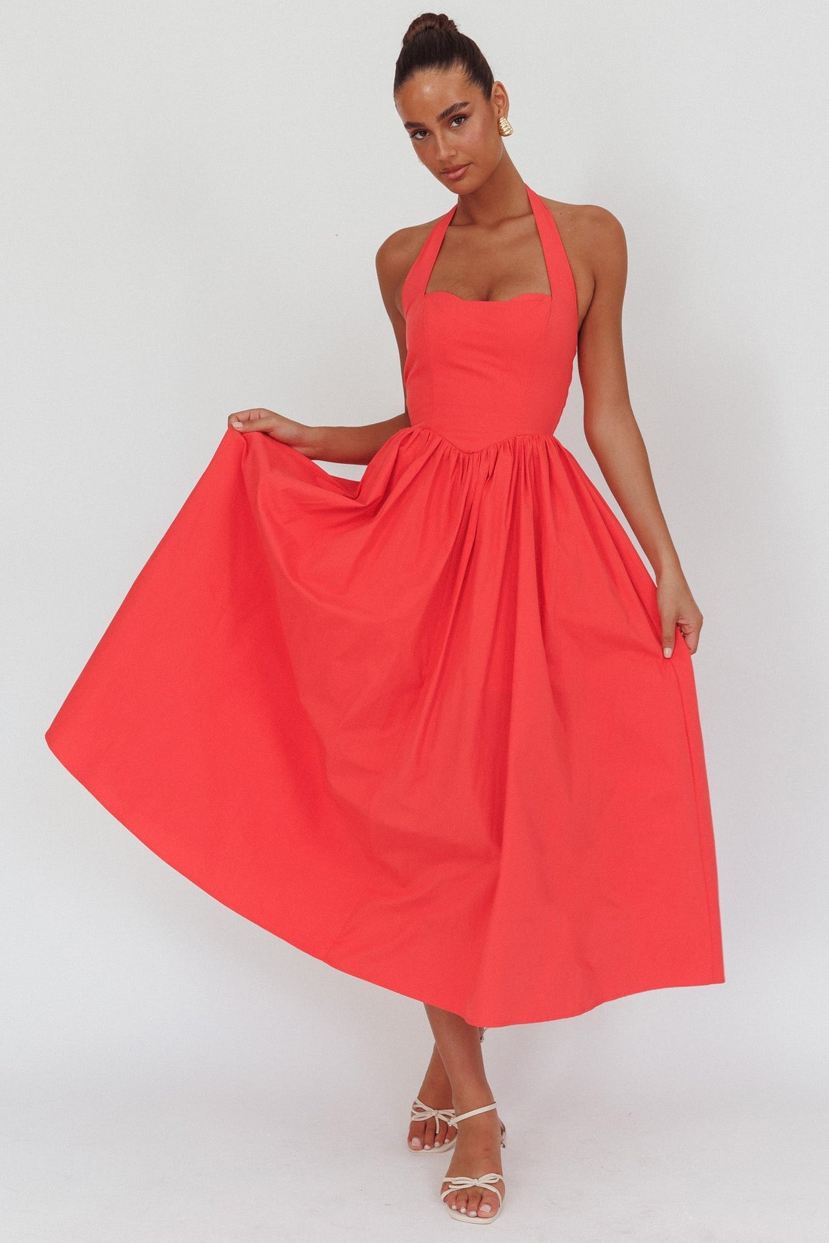 Get My Attention Halterneck Maxi Dress Red