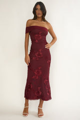 Gala One-Shoulder Maxi Dress Embellished Wine
