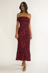 Gala One-Shoulder Maxi Dress Embellished Wine