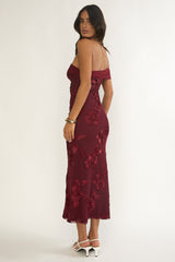 Gala One-Shoulder Maxi Dress Embellished Wine