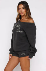Lucky Thirteen Elsa Off Shoulder Sweater Charcoal