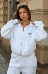 Can't Miss It Boxy Zip Front Hoodie Grey Marle/Rose Gold