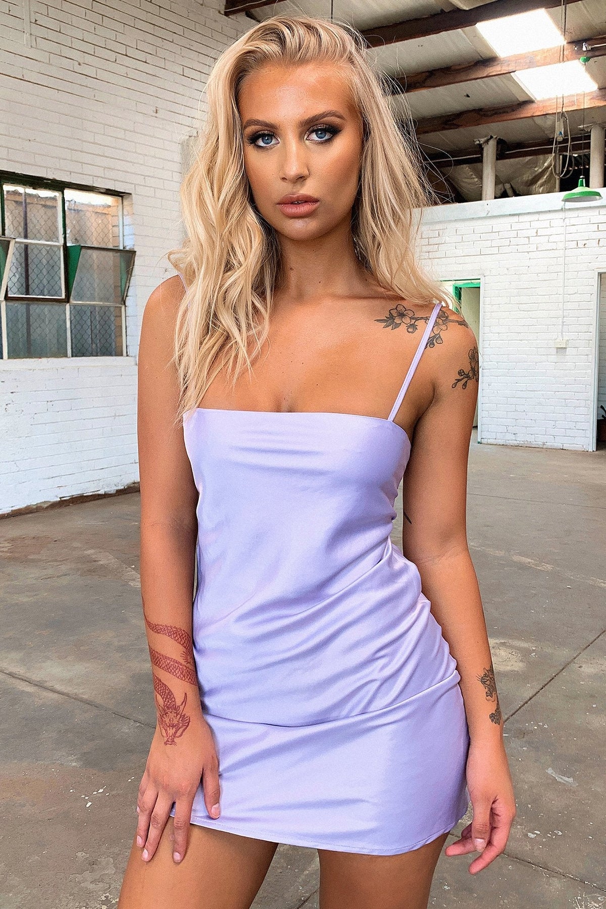 Addison Satin Mini Dress - Lilac