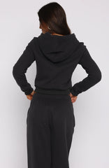Comfy And Cute Slim Zip Front Hoodie Charcoal