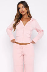 Paying It Forward Zip Front Hoodie Baby Pink