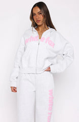 From The Archives Kenzie Boxy Zip Front Hoodie Grey Marle