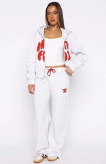 Club 14 Allie Wide Leg Sweatpants Grey Marle