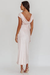 Loveland Cap Sleeve Cowl Back Midi Dress Blush
