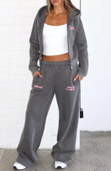 Down For Whatever Wide Leg Sweatpants Charcoal Wash