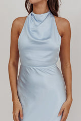 Gelato Pearl Strap Halter Maxi Dress Blue