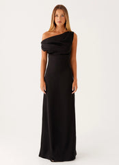 Heart Of Glass Satin Maxi Dress - Black
