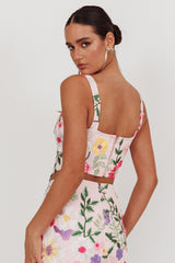 High Street Jacquard Corset Top Floral Multi