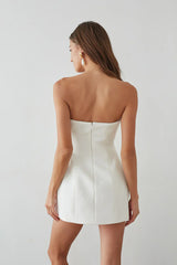 Alix Strapless Twist Front Bubble Mini Dress