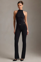 Backless Turtleneck Jumpsuit in Black