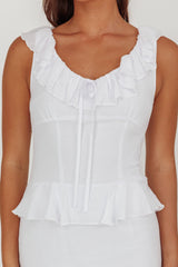 Arrabel Ruffle Trim Bust Tie Maxi Dress White