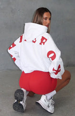 Serving Up Cropped Hoodie Grey Marle