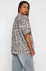 Offstage Printed Oversized Tee Leopard
