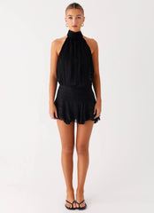 Willow Chiffon Mini Dress - Black