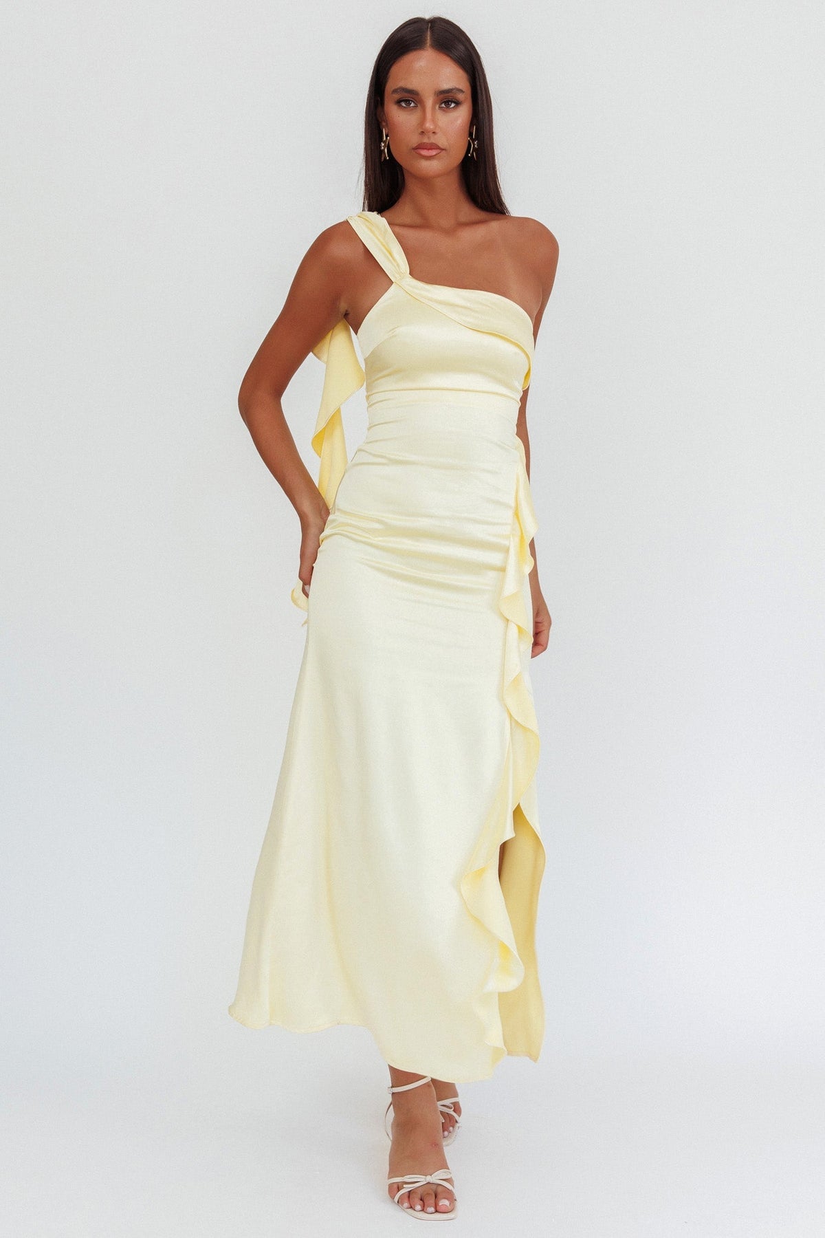 Carmel One-Shoulder Split Maxi Dress Butter