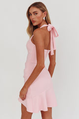 Fire Of Stars Halterneck Mini Dress Pink