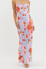 Dream Walk Cowl Back Tied Dress Print Pink