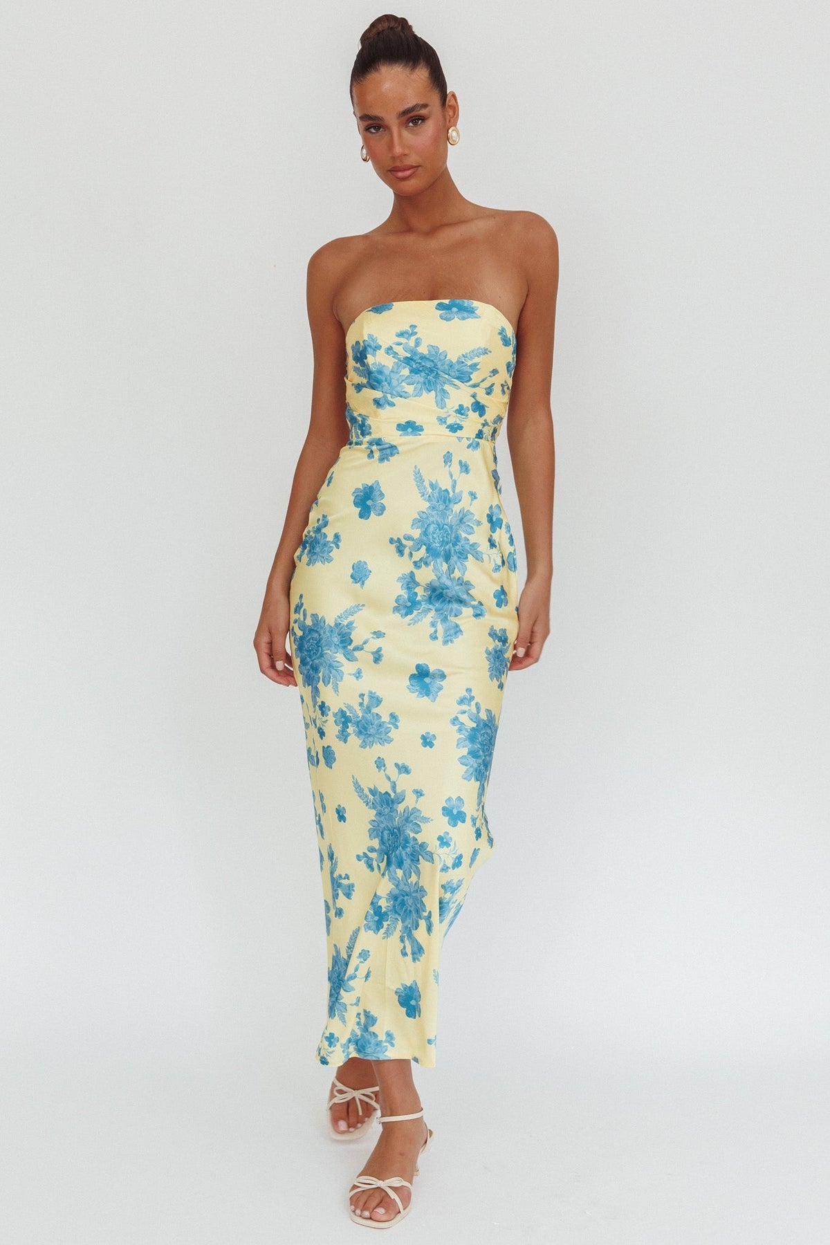 City Of Stars Strapless Maxi Dress Floral Yellow