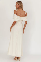 Lillibet Bow Tied Bust Midi Dress Cream