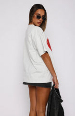 Love Burst Oversized Tee Grey Marle