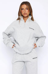 Core Classic Zip Front Sweater Dark Grey Marle