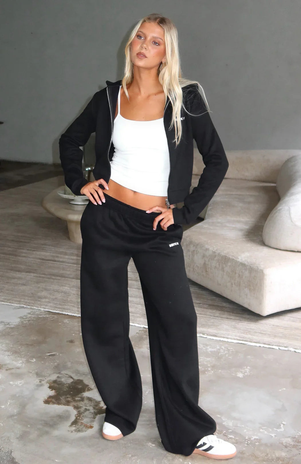 Comfy And Cute Wide Leg Sweatpants Black