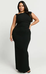 Genie Maxi Dress - Off The Shoulder Dress in Black