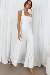 Remember This Halterneck Wide Leg Jumpsuit White
