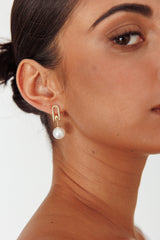 Maia Pearl Diamante Earrings Gold
