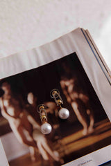Maia Pearl Diamante Earrings Gold