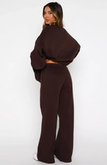 Test Drive Wide Leg Sweatpants Chocolate