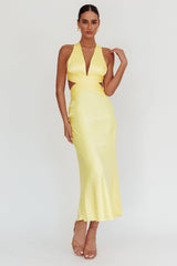 On And On Crossover Cut-Out Maxi Dress Lemon