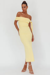 Aurora Sky Off-Shoulder Tie Maxi Dress Lemon