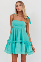 Dream Chaser Frill Hem Babydoll Dress Green