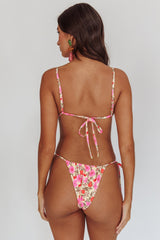Sovereign High Cut String Bikini Bottom Yellow Floral
