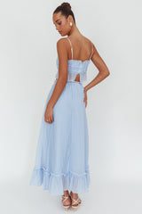 Maidens Tie Detail Overlock Maxi Skirt Cloud Blue