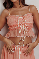 Maidens Tie Detail Overlock Top Apricot