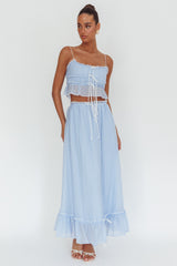 Maidens Tie Detail Overlock Top Cloud Blue