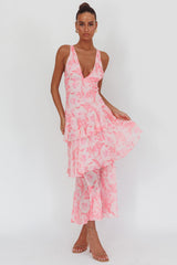 Veda Strappy Back Maxi Dress Floral Pink