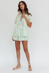 Swing Of Things Scalloped Edge Shirt Print Sage