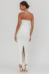 Karaline Strapless Bust Accent Maxi Dress White