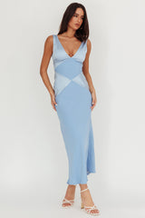 Soul Fire V-Neck Maxi Dress Blue