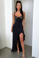 Adorn Lace Bust Maxi Dress - Black