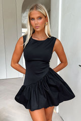 Adrienne Bubble Skirt Mini Dress - Black